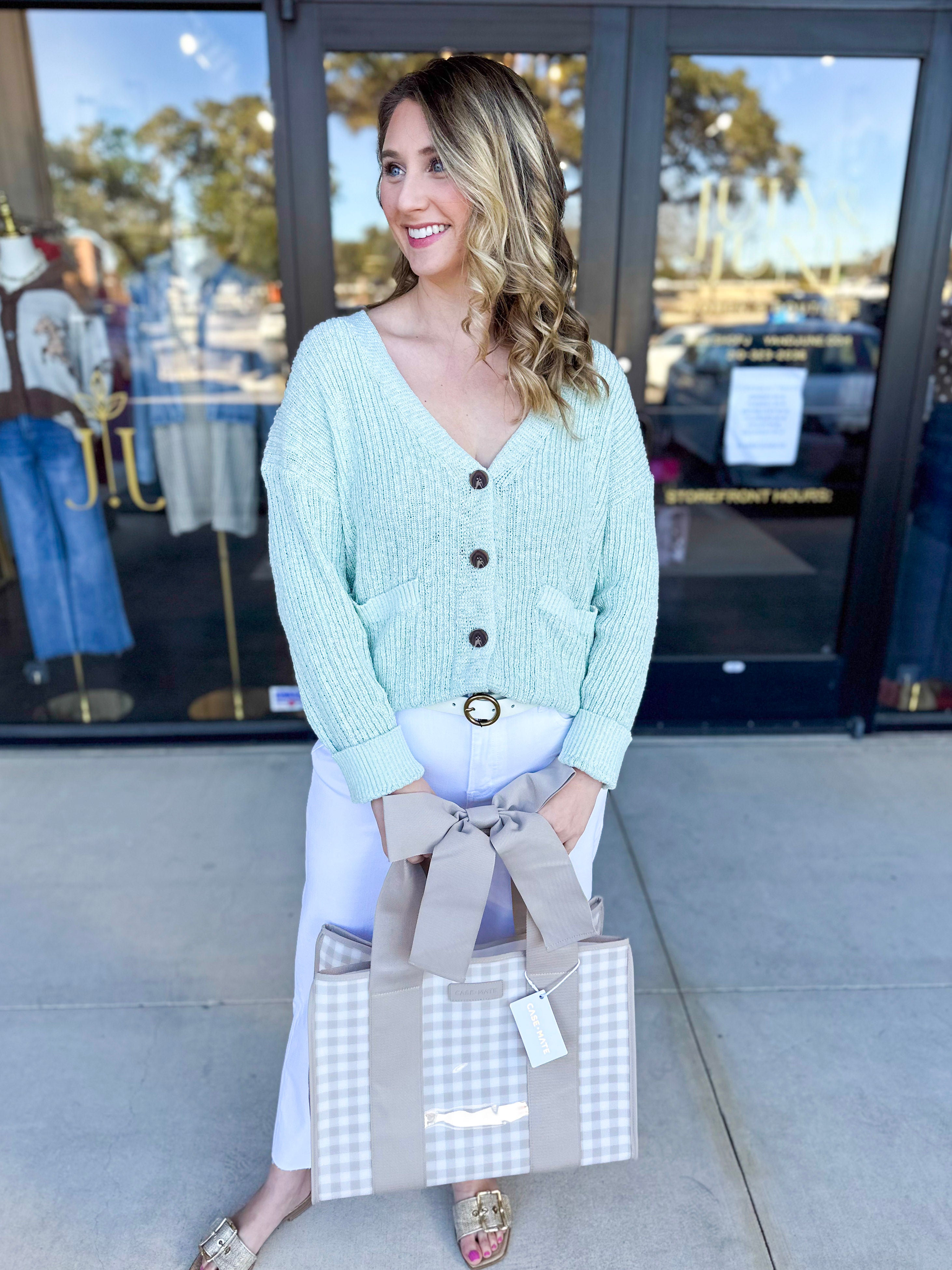 Effortless Mint Cardigan-230 Sweaters/Cardis-IN FEBRUARY-July & June Women's Fashion Boutique Located in San Antonio, Texas