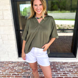 The Laurel Comfy Top - Olive-210 Casual Blouses-JODIFL-July & June Women's Fashion Boutique Located in San Antonio, Texas