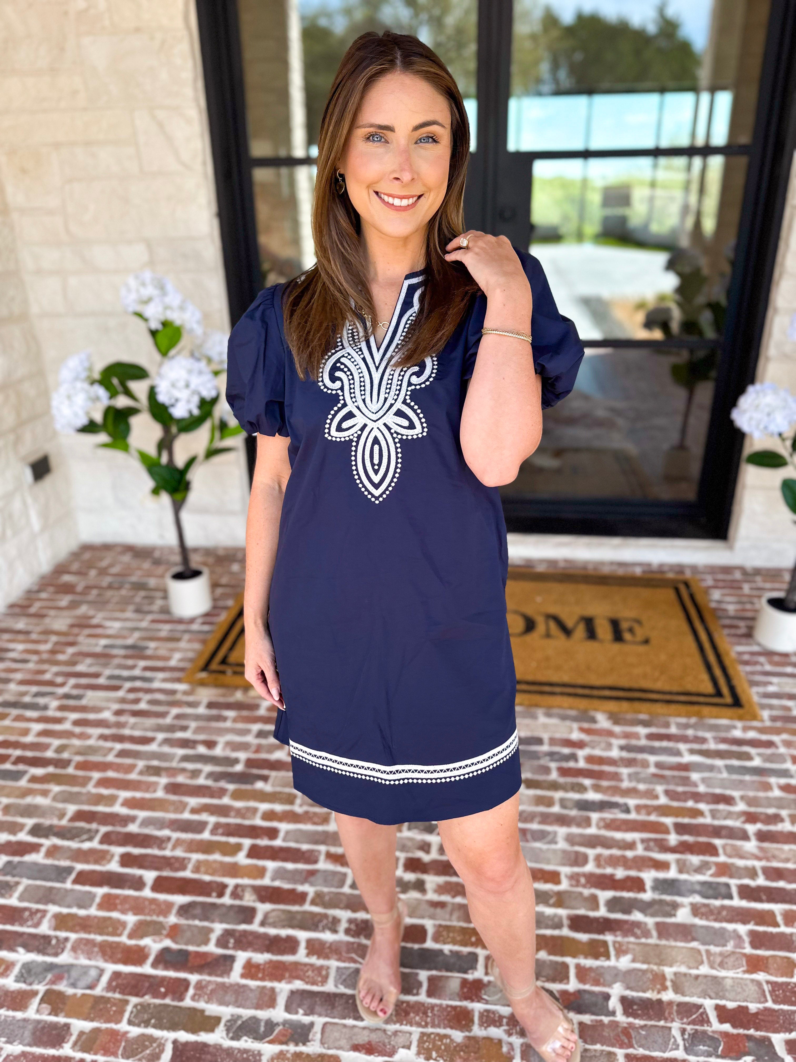 Navy Sails Mini Dress-510 Mini-JODIFL-July & June Women's Fashion Boutique Located in San Antonio, Texas