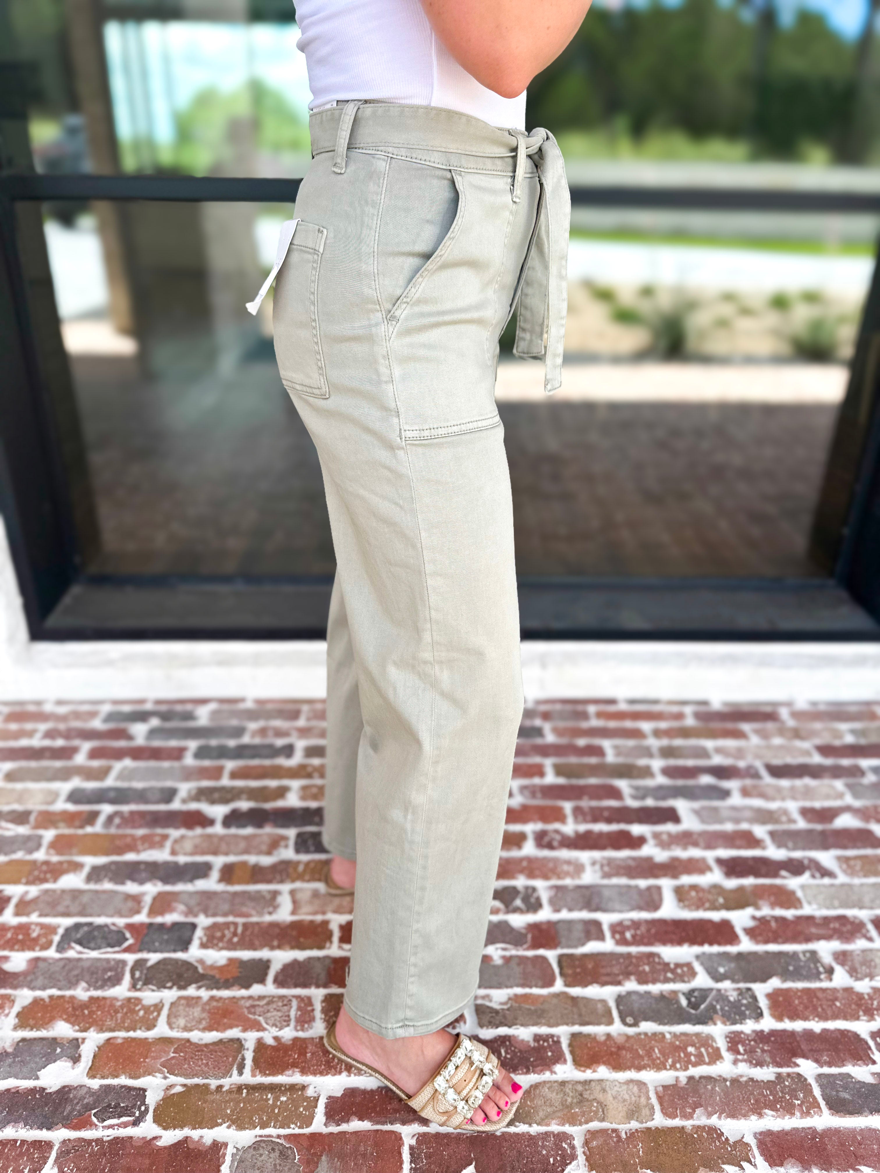 Vervet - High Rise Olive Patch Pocket Jeans-400 Pants-VEVERT BY FLYING MONKEY-July & June Women's Fashion Boutique Located in San Antonio, Texas