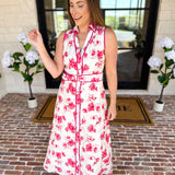 Vibrant Pink Floral Midi Dress-500 Midi-IN FEBRUARY-July & June Women's Fashion Boutique Located in San Antonio, Texas