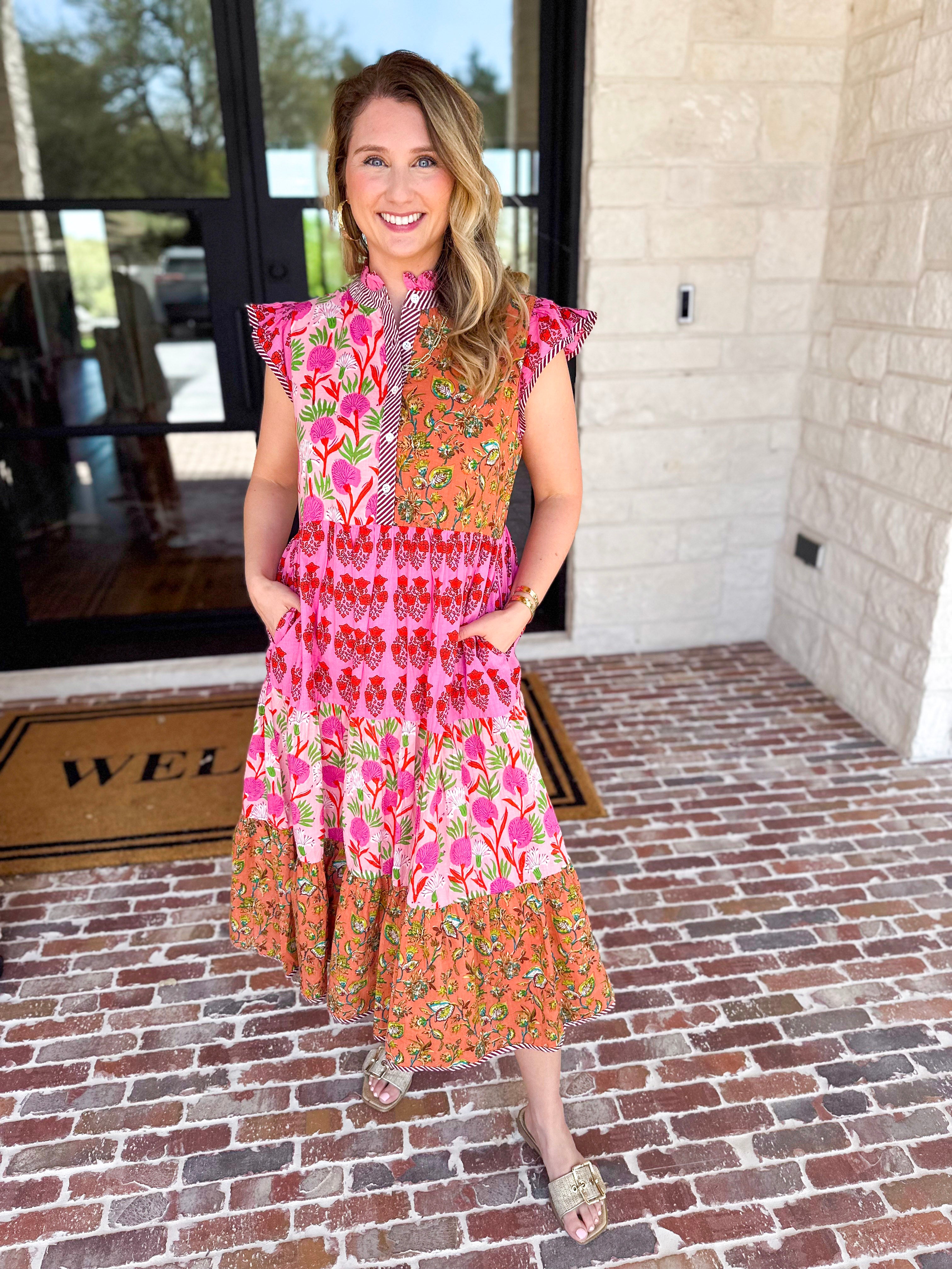 THML - Bold Garden Midi Dress-500 Midi-THML-July & June Women's Fashion Boutique Located in San Antonio, Texas