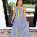 Chic Striped Halter Midi Dress-500 Midi-ENTRO-July & June Women's Fashion Boutique Located in San Antonio, Texas