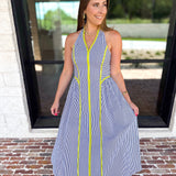 Chic Striped Halter Midi Dress-500 Midi-ENTRO-July & June Women's Fashion Boutique Located in San Antonio, Texas