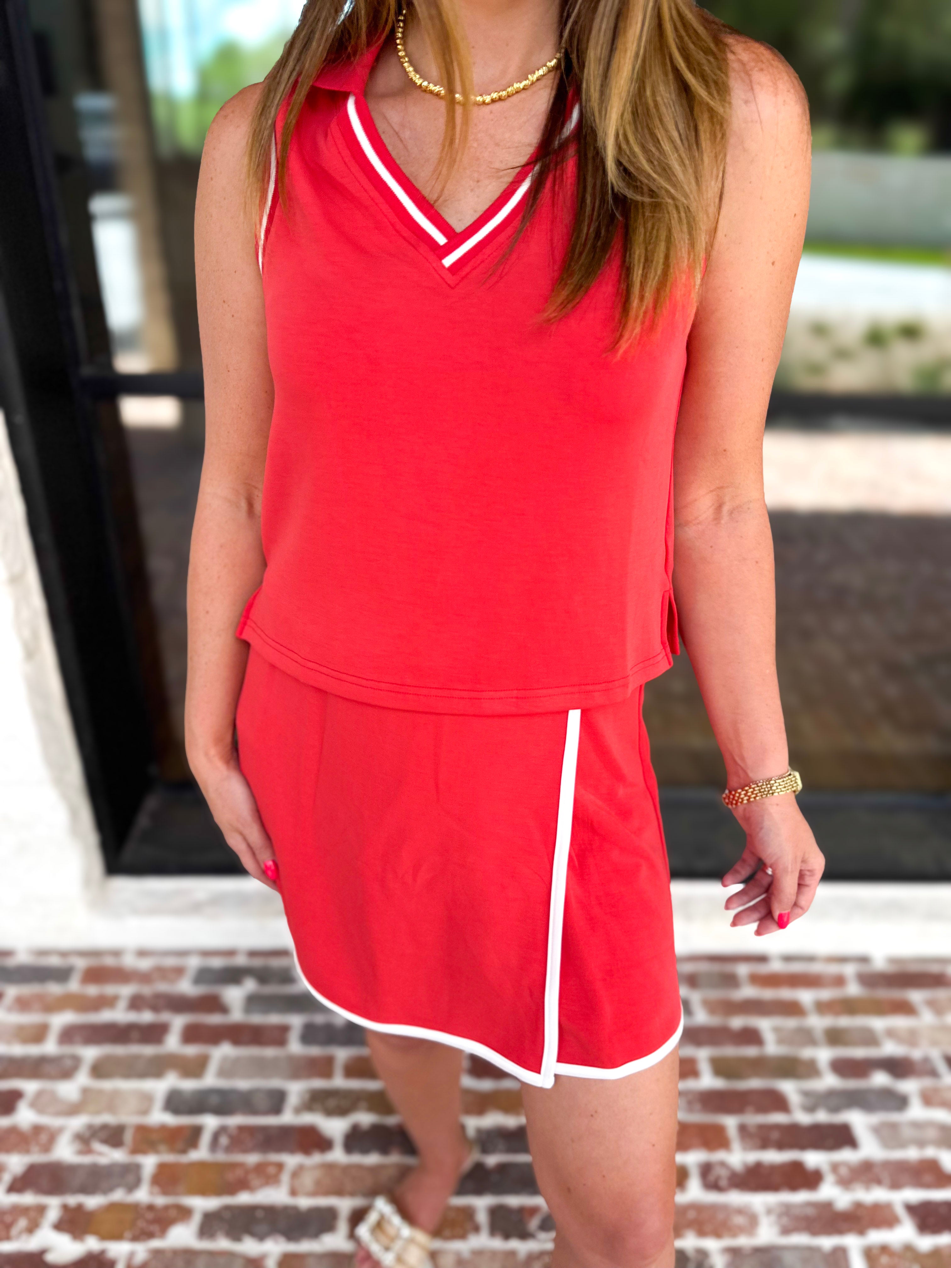 The Sunday Stroll Athleisure Skort - Red-300 Athleisure/Lounge-SKIES ARE BLUE-July & June Women's Fashion Boutique Located in San Antonio, Texas