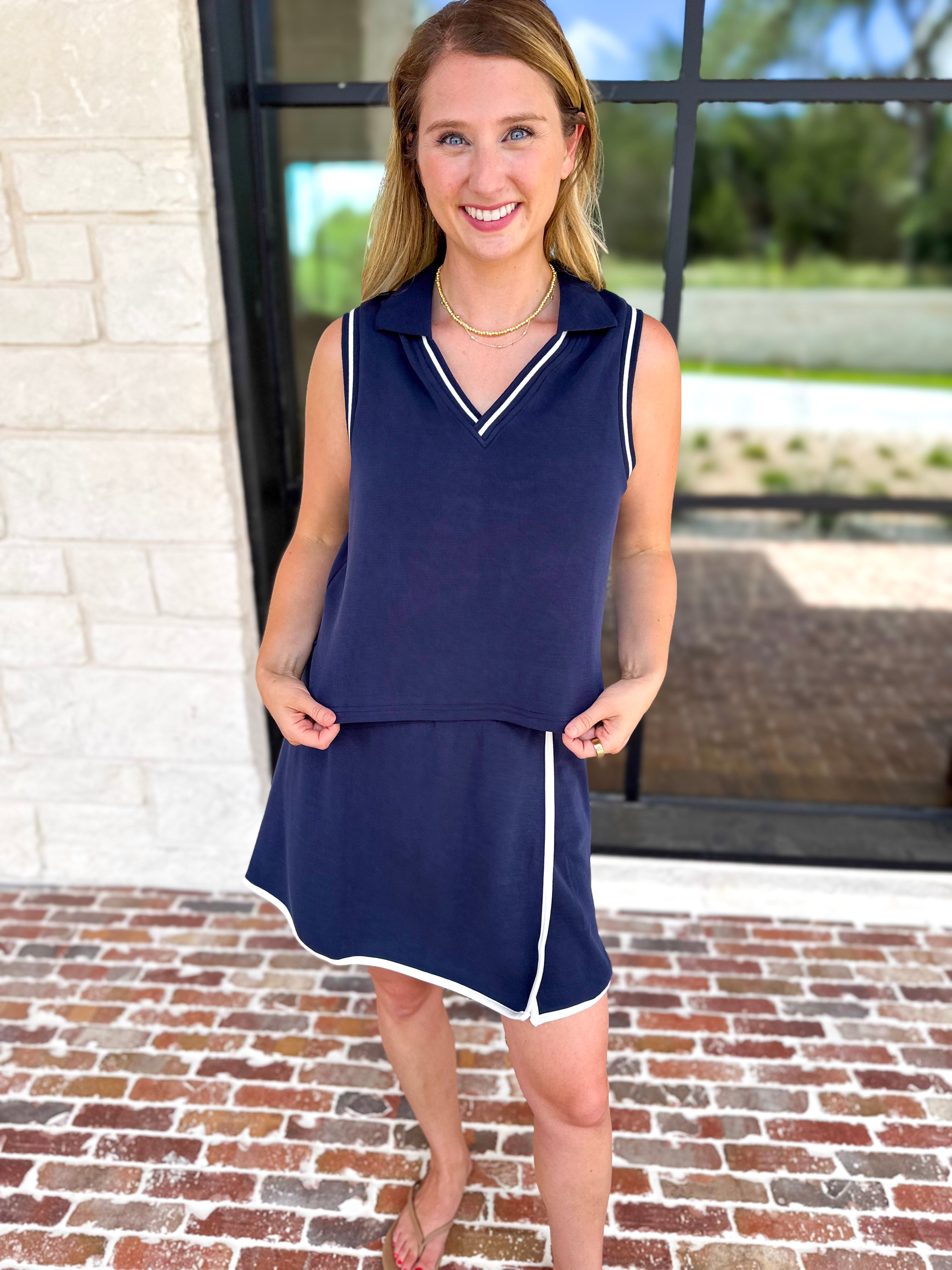 The Sunday Stroll Athleisure Tank - True Navy-300 Athleisure/Lounge-SKIES ARE BLUE-July & June Women's Fashion Boutique Located in San Antonio, Texas
