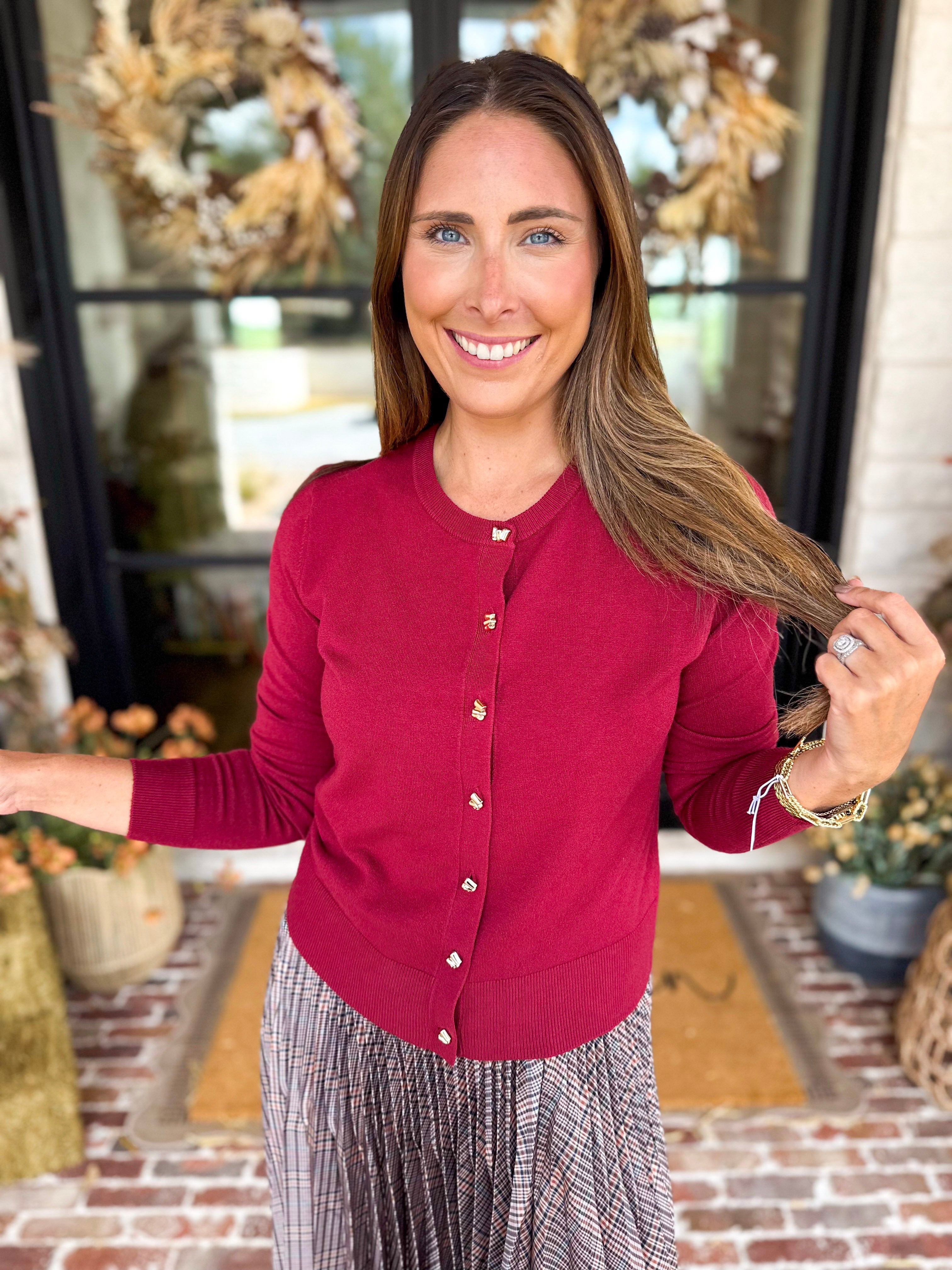 The Forever Favorite Cardigan - Burgundy-230 Sweaters/Cardis-SKIES ARE BLUE-July & June Women's Fashion Boutique Located in San Antonio, Texas