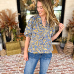 Marina Floral Puff Sleeve Blouse-200 Fashion Blouses-OLIVACEOUS-July & June Women's Fashion Boutique Located in San Antonio, Texas
