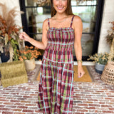 Cranberry Grove Plaid Sweetheart Midi Dress-500 Midi-TCEC-July & June Women's Fashion Boutique Located in San Antonio, Texas