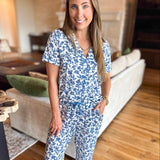 Mary Square - Ivy Navy Script PJ Pant Set-300 Athleisure/Lounge-MARY SQUARE-July & June Women's Fashion Boutique Located in San Antonio, Texas