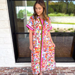 THML - Harvest Floral Button Down Midi Dress-500 Midi-THML-July & June Women's Fashion Boutique Located in San Antonio, Texas