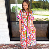 THML - Harvest Floral Button Down Midi Dress-500 Midi-THML-July & June Women's Fashion Boutique Located in San Antonio, Texas