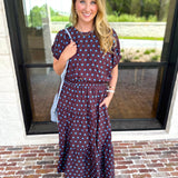 Darling in Dots Set - Brown & Blue-500 Midi-ENTRO-July & June Women's Fashion Boutique Located in San Antonio, Texas