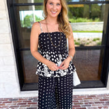 Polka Dot & Floral Set - Black-500 Midi-ENTRO-July & June Women's Fashion Boutique Located in San Antonio, Texas
