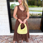 The Social Hour Midi Dress - Chocolate-500 Midi-ENTRO-July & June Women's Fashion Boutique Located in San Antonio, Texas