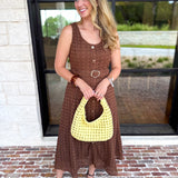 The Social Hour Midi Dress - Chocolate-500 Midi-ENTRO-July & June Women's Fashion Boutique Located in San Antonio, Texas