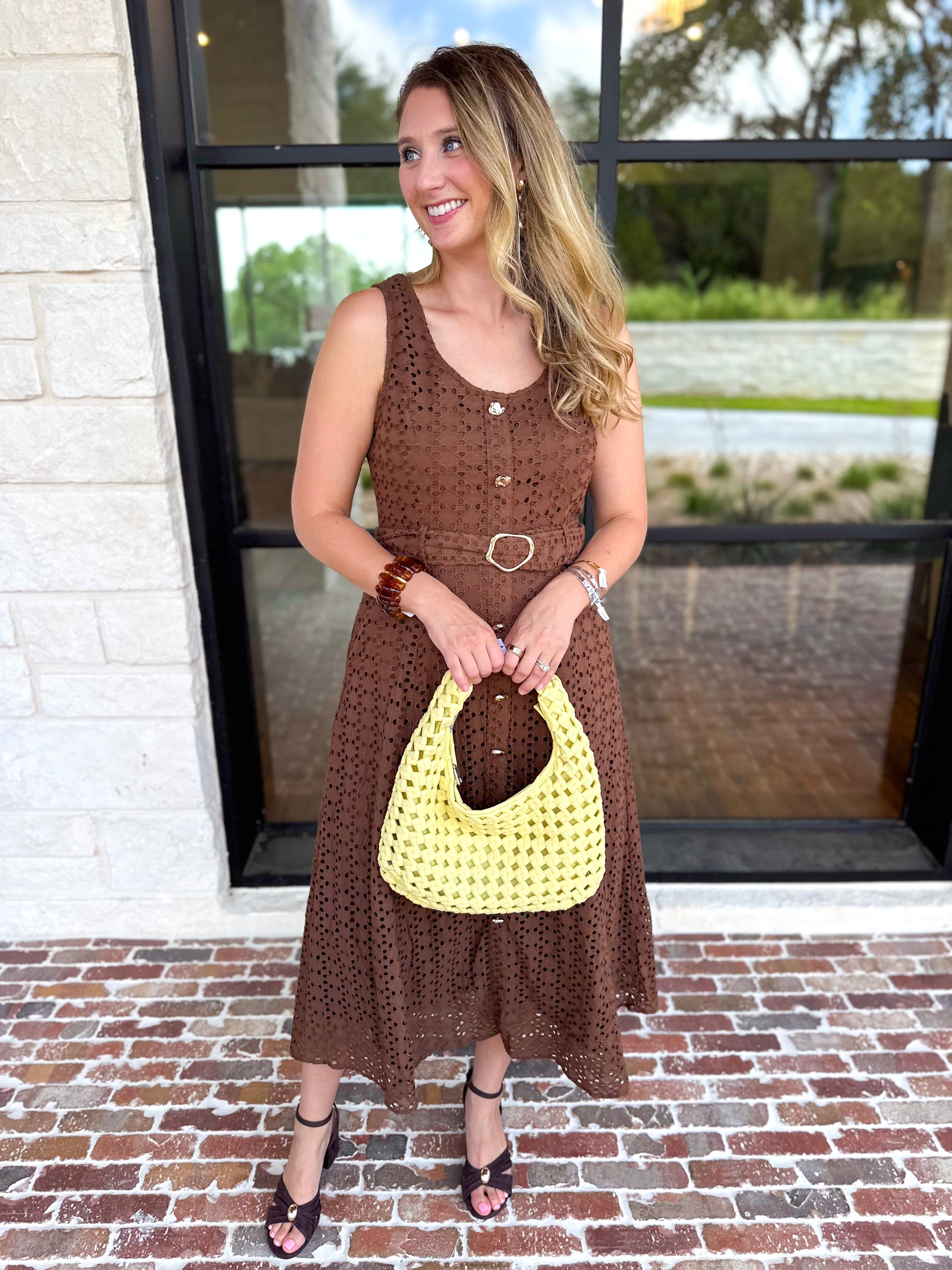 The Social Hour Midi Dress - Chocolate-500 Midi-ENTRO-July & June Women's Fashion Boutique Located in San Antonio, Texas