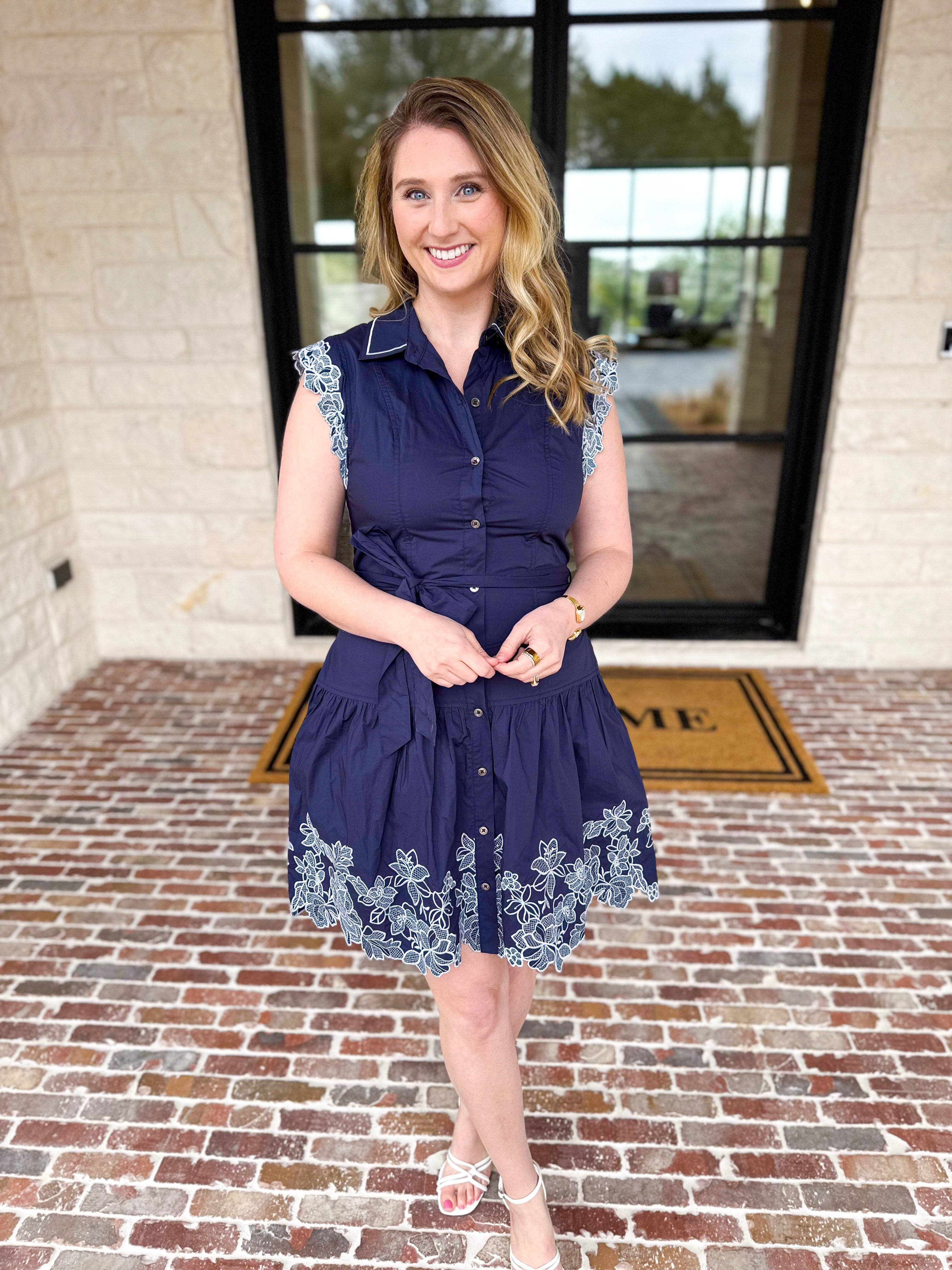 Current Air - Charlotte Lace Mini Dress - Navy-510 Mini-CURRENT AIR CLOTHING-July & June Women's Fashion Boutique Located in San Antonio, Texas