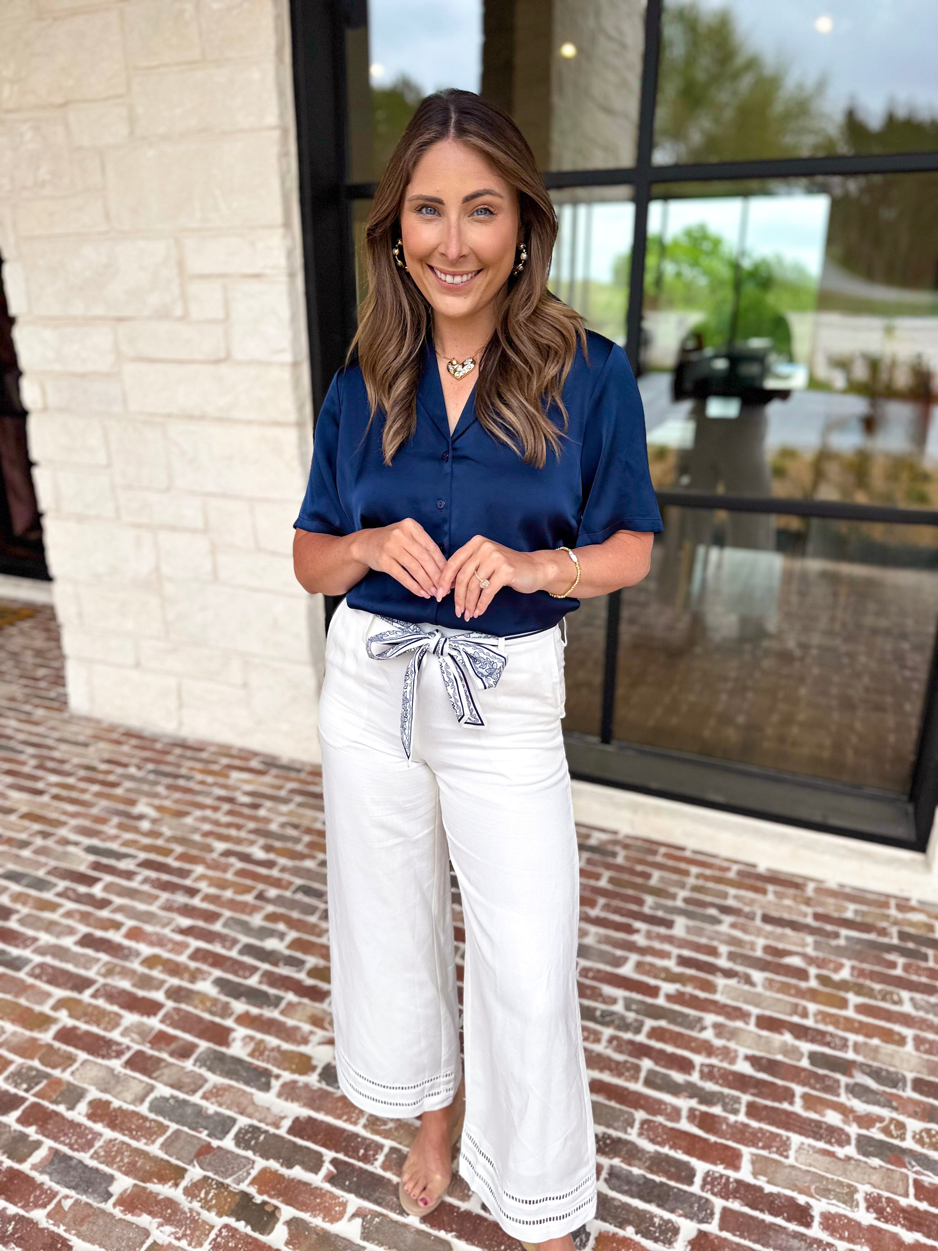 Current Air - The Riviera Pant - White-400 Pants-CURRENT AIR CLOTHING-July & June Women's Fashion Boutique Located in San Antonio, Texas