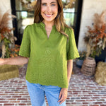 The Brunch Blouse - Avocado-200 Fashion Blouses-ENTRO-July & June Women's Fashion Boutique Located in San Antonio, Texas