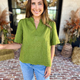 The Brunch Blouse - Avocado-200 Fashion Blouses-ENTRO-July & June Women's Fashion Boutique Located in San Antonio, Texas
