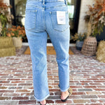 Vervet - Mid Rise Small Cuff Straight Leg Jeans-420 Denim-VEVERT BY FLYING MONKEY-July & June Women's Fashion Boutique Located in San Antonio, Texas
