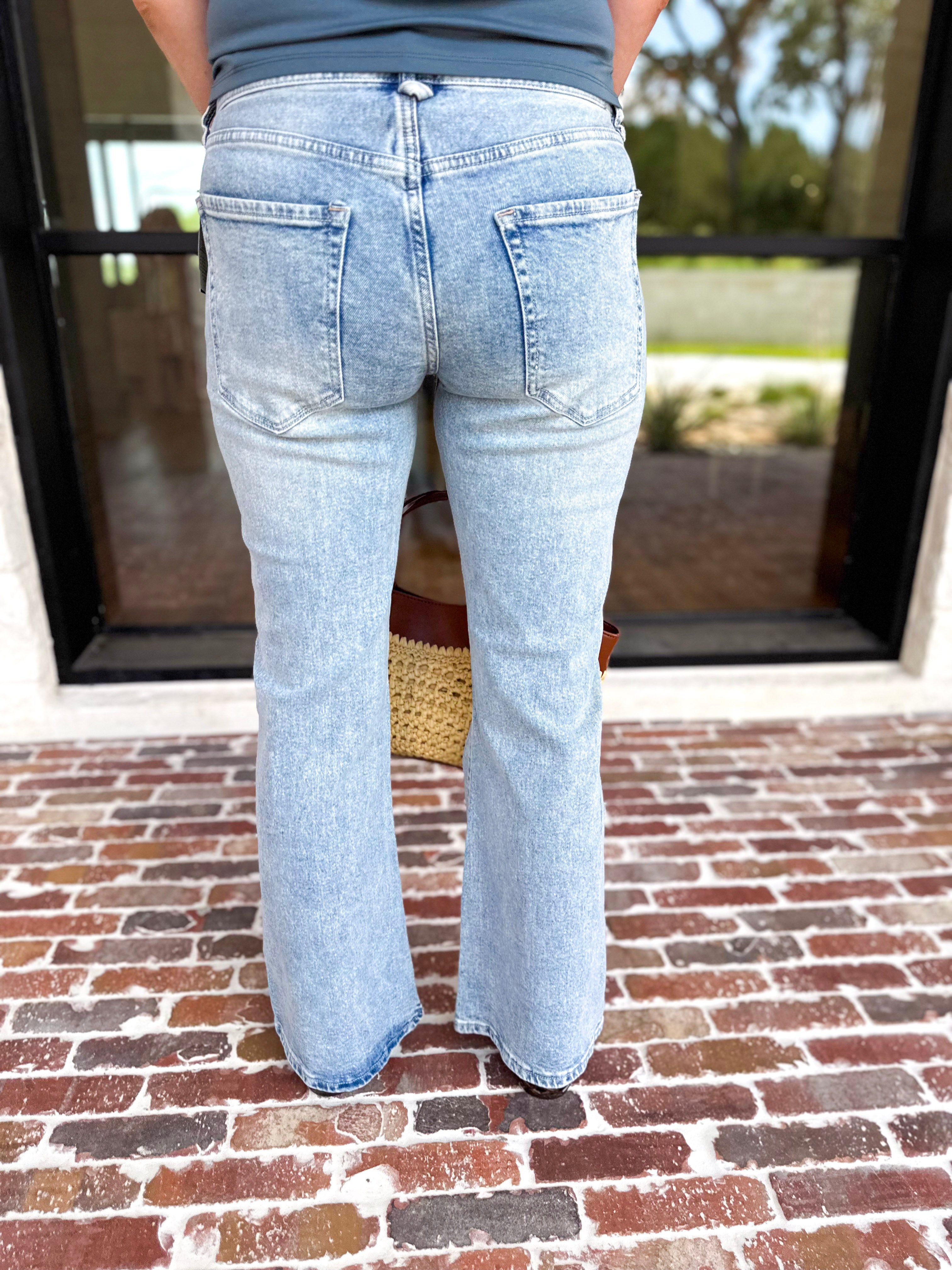 Liverpool- Low Rise Light Wash Flare Jeans-420 Denim-LIVERPOOL JEANS COMPANY-July & June Women's Fashion Boutique Located in San Antonio, Texas