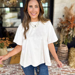 Suede Swing Blouse - Cream-200 Fashion Blouses-FATE-July & June Women's Fashion Boutique Located in San Antonio, Texas