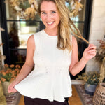 Ivory Cable Knit Sweater Tank-230 Sweaters/Cardis-STRUT & BOLT-July & June Women's Fashion Boutique Located in San Antonio, Texas