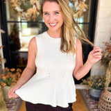 Ivory Cable Knit Sweater Tank-230 Sweaters/Cardis-STRUT & BOLT-July & June Women's Fashion Boutique Located in San Antonio, Texas