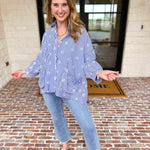 Seashell Flow Button Down Blouse-200 Fashion Blouses-FATE-July & June Women's Fashion Boutique Located in San Antonio, Texas