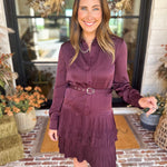 Current Air - Bordeaux Pleated Satin Mini Dress-510 Mini-CURRENT AIR CLOTHING-July & June Women's Fashion Boutique Located in San Antonio, Texas
