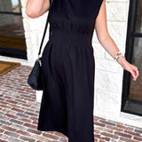 Polished Pin-Tuck Midi Dress-500 Midi-ENTRO-July & June Women's Fashion Boutique Located in San Antonio, Texas