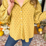 Golden Bubble Sleeve Blouse-200 Fashion Blouses-JODIFL-July & June Women's Fashion Boutique Located in San Antonio, Texas