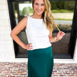 Liverpool - Classic Boatneck Knit Tank - White-210 Casual Blouses-LIVERPOOL JEANS COMPANY-July & June Women's Fashion Boutique Located in San Antonio, Texas