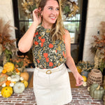 THML - Marigold Garden Sleevless Blouse-200 Fashion Blouses-THML-July & June Women's Fashion Boutique Located in San Antonio, Texas