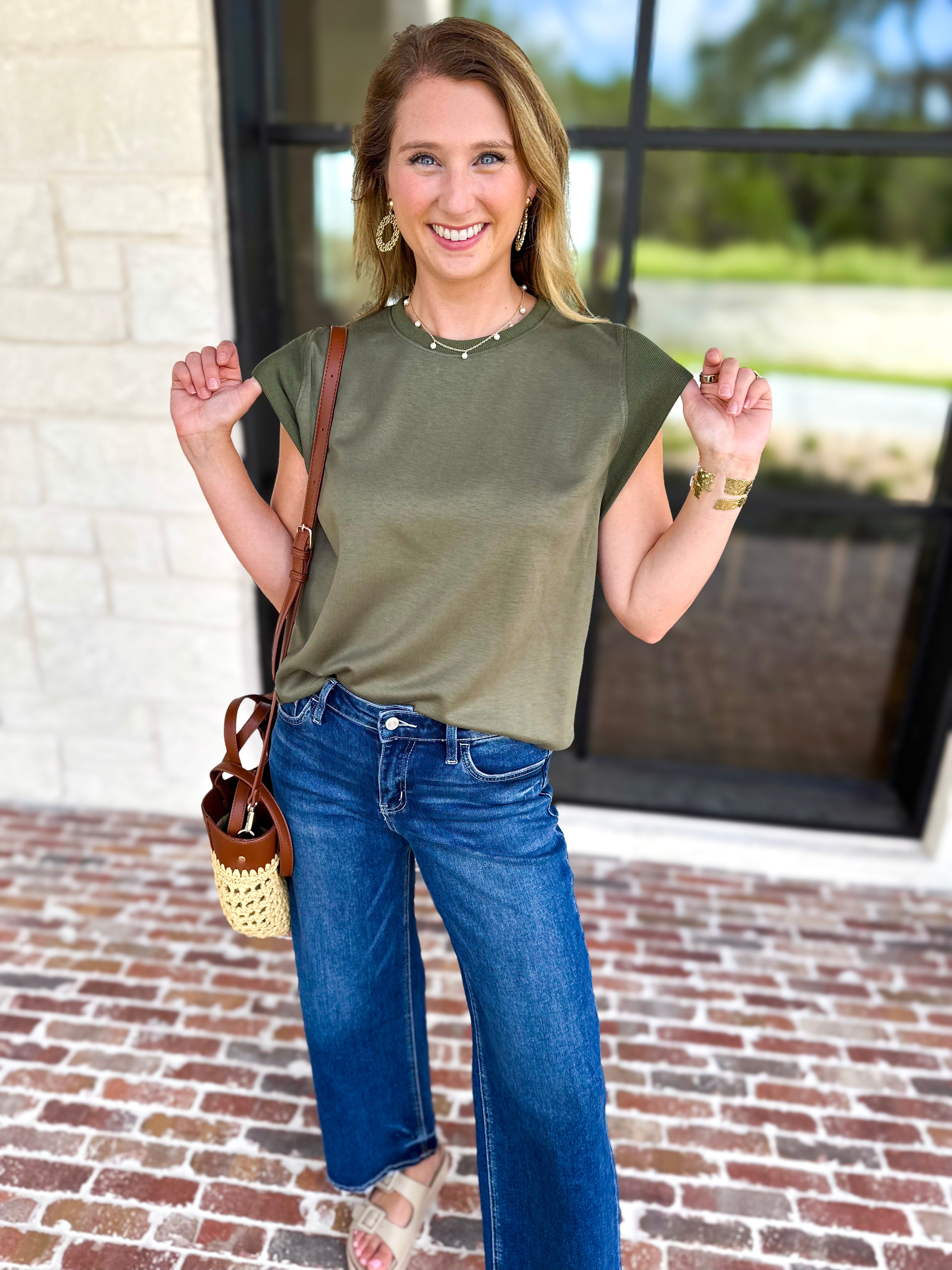 Chic Essentials Top - Olive-210 Casual Blouses-ENTRO-July & June Women's Fashion Boutique Located in San Antonio, Texas