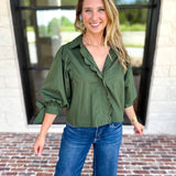 The Campbell Button Down Blouse - Forest-200 Fashion Blouses-ENTRO-July & June Women's Fashion Boutique Located in San Antonio, Texas
