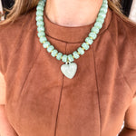 Statement Beaded Heart Necklace - Green-110 Jewelry & Hair-Golden Lily-July & June Women's Fashion Boutique Located in San Antonio, Texas