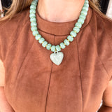 Statement Beaded Heart Necklace - Green-110 Jewelry & Hair-Golden Lily-July & June Women's Fashion Boutique Located in San Antonio, Texas