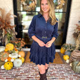 Current Air - Steel Blue Flirty Suede Mini Dress-510 Mini-CURRENT AIR CLOTHING-July & June Women's Fashion Boutique Located in San Antonio, Texas