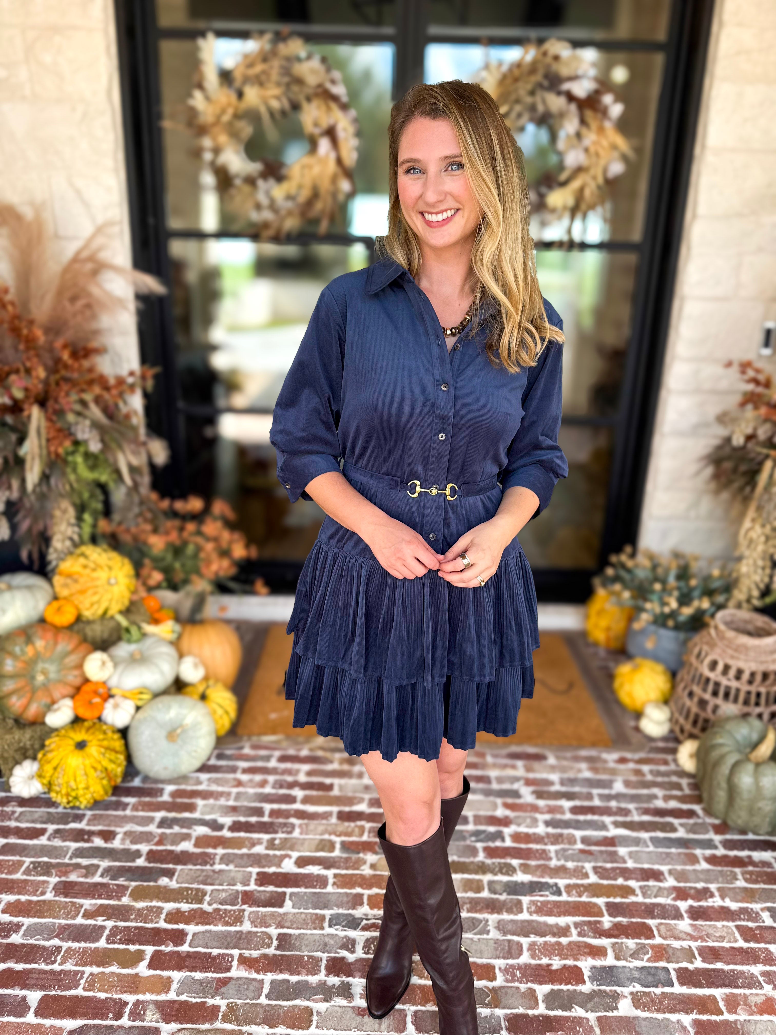 Current Air - Steel Blue Flirty Suede Mini Dress-510 Mini-CURRENT AIR CLOTHING-July & June Women's Fashion Boutique Located in San Antonio, Texas