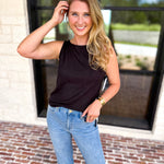 Liverpool - Classic Boatneck Knit Tank - Black-210 Casual Blouses-LIVERPOOL JEANS COMPANY-July & June Women's Fashion Boutique Located in San Antonio, Texas