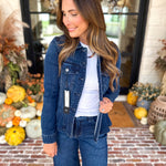 Liverpool - Fit and Flare Denim Jacket-600 Outerwear-LIVERPOOL JEANS COMPANY-July & June Women's Fashion Boutique Located in San Antonio, Texas