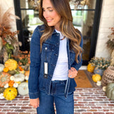 Liverpool - Fit and Flare Denim Jacket-600 Outerwear-LIVERPOOL JEANS COMPANY-July & June Women's Fashion Boutique Located in San Antonio, Texas