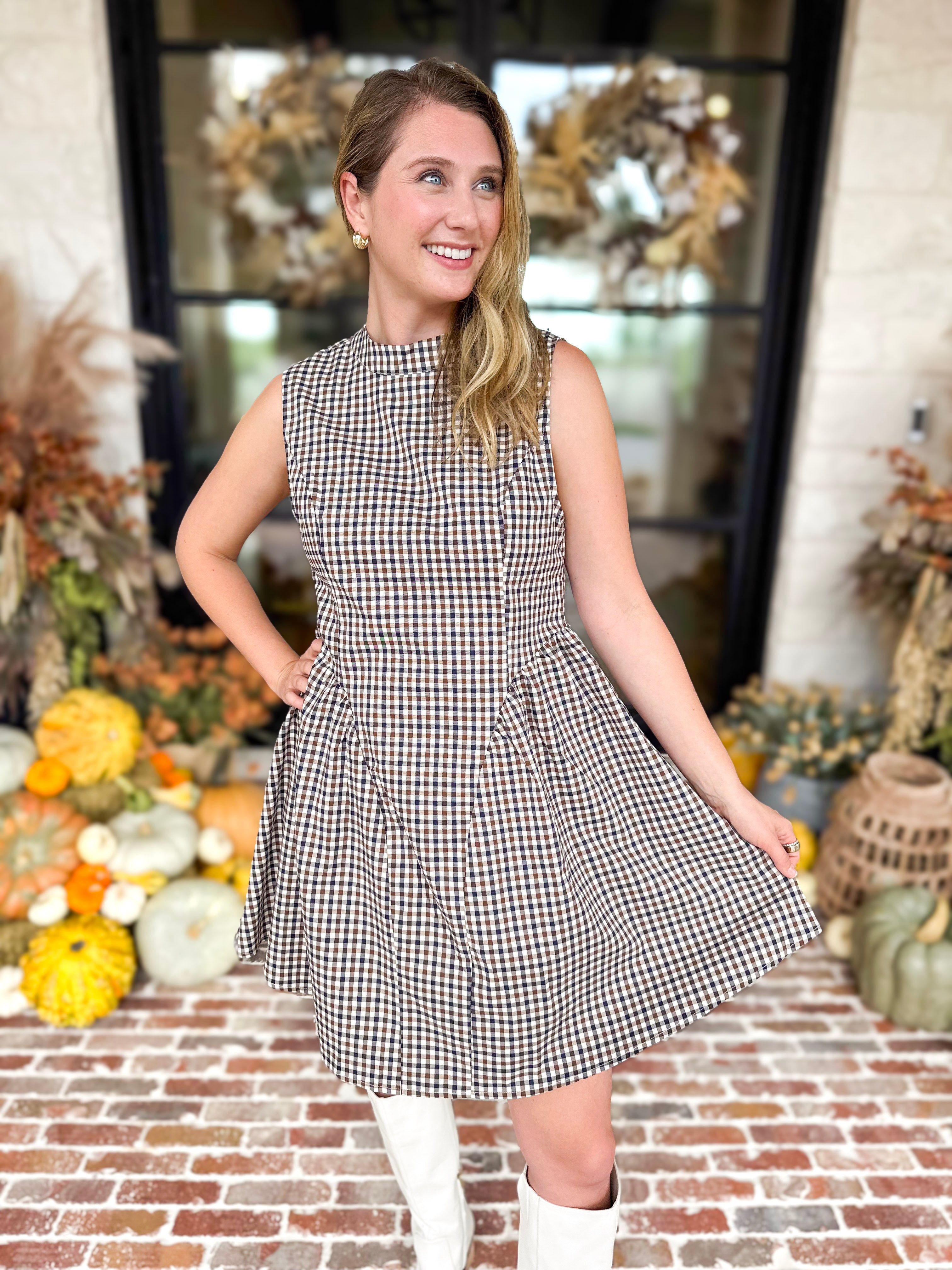 THML - Downtown Gingham Mini Dress-510 Mini-THML-July & June Women's Fashion Boutique Located in San Antonio, Texas
