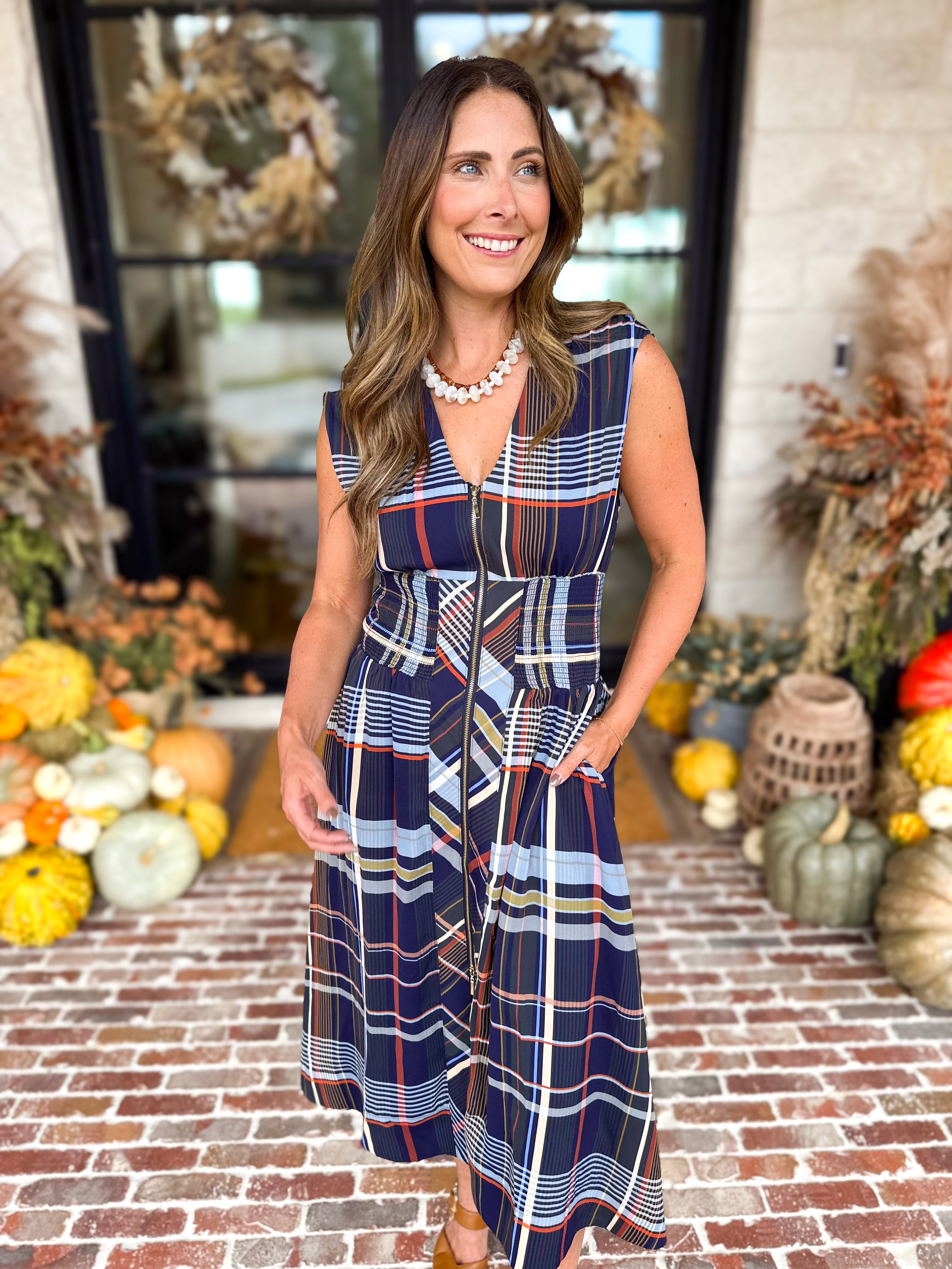 THML - Socialite Plaid Midi Dress-500 Midi-THML-July & June Women's Fashion Boutique Located in San Antonio, Texas