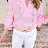 Bloom Where You're Planted Blouse - Pink-200 Fashion Blouses-ENTRO-July & June Women's Fashion Boutique Located in San Antonio, Texas