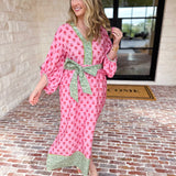 Pink Blooms Midi Dress-500 Midi-ENTRO-July & June Women's Fashion Boutique Located in San Antonio, Texas