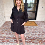 Little Black & Gold Details Mini Dress-510 Mini-ENTRO-July & June Women's Fashion Boutique Located in San Antonio, Texas